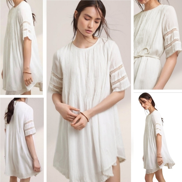 🇨🇦 Aritzia Wilfred White Sonore Embroidery Dress - Picture 4 of 16